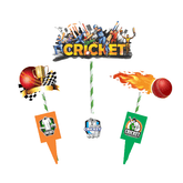 PartyCorp Cricket Themed Printed Paper Cake Topper, Pack Of 6